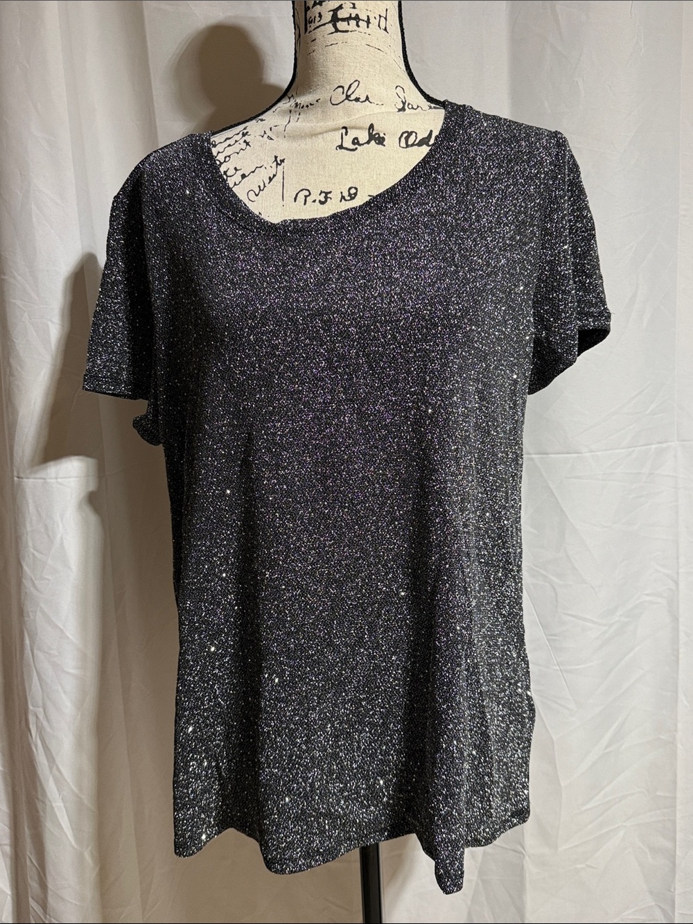 Studio Y Black Tee with Silver Sparkle